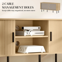 HOMCOM 2 Door 2 Shelf Oak Tone TV Unit - Size: 55 x 40 x 120cm - White - Wilko - thumbnail 7