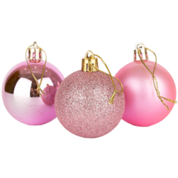 Shatchi 5cm Pink Shatterproof Christmas Bauble 9 Pack - Wilko - thumbnail 3