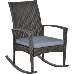 Outsunny Grey PE Rattan Rocking Chair with Cushion - Size: 66 x 88 x 98cm - Wilko - thumbnail 3