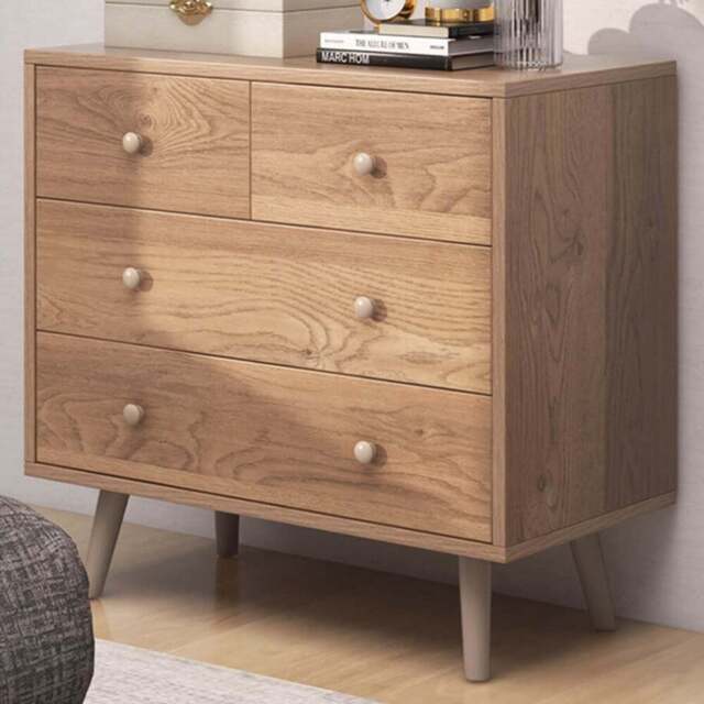 Costway 4 Drawer Natural Chest of Drawers - Cream - Wilko - image 1