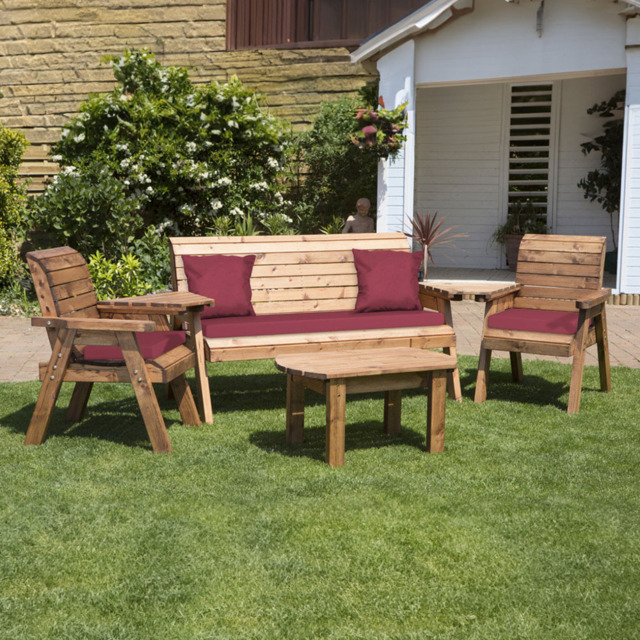 Charles Taylor 5 Seater Multi Set Companion Seat with Red Cushions - Wilko - image 1