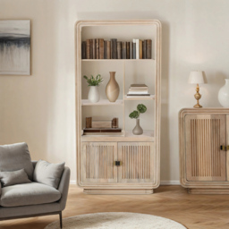 Brooklyn Hudson 2 Door 5 Shelf Carved Mango Wood Bookcase - Brown - Wilko - thumbnail 7