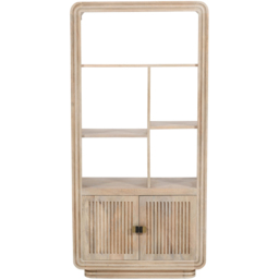 Brooklyn Hudson 2 Door 5 Shelf Carved Mango Wood Bookcase - Brown - Wilko - thumbnail 4