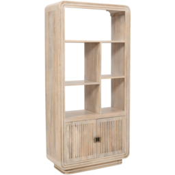 Brooklyn Hudson 2 Door 5 Shelf Carved Mango Wood Bookcase - Brown - Wilko - thumbnail 3