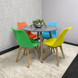 Kosy Koala Grey Round Dining Table Set with 4 Mixed Tulip Chairs - Size: 4 Seater - Multi - Wilko - thumbnail 4
