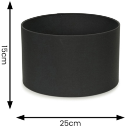 ValueLights Reni Charcoal Fabric Small Drum Shade - Size: 25 x 15 x 25cm - Grey - Wilko - thumbnail 7