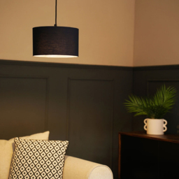 ValueLights Reni Charcoal Fabric Small Drum Shade - Size: 25 x 15 x 25cm - Grey - Wilko - thumbnail 3