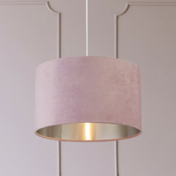 Lighting Collection Lilac Silver Inner Velvet Drum Shade 40cm - Size: 24 x 40 x 40cm - Pink - Wilko - thumbnail 3