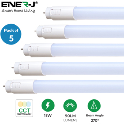 ENER-J T8 18W LED Nano Plastic Tube 1200mm 5 Pack - Size: 1.8 x 1.8 x 119.8cm - n/a - ENERJ - Wilko - thumbnail 7