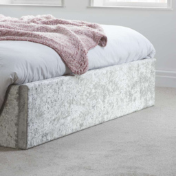 Berlin Double Steel Crushed Velvet Ottoman Bed - Grey - Birlea - Wilko - thumbnail 7