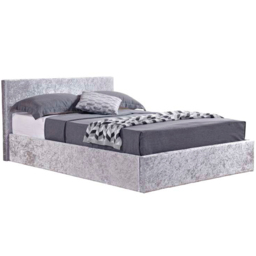 Berlin Double Steel Crushed Velvet Ottoman Bed - Grey - Birlea - Wilko - thumbnail 3