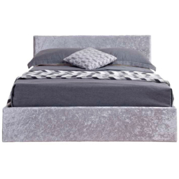 Berlin Double Steel Crushed Velvet Ottoman Bed - Grey - Birlea - Wilko - thumbnail 4