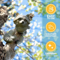 Marco Paul Tree Peaker Racoon Garden Ornament - Size: 30 x 20 x 10cm - Grey - Wilko - thumbnail 4
