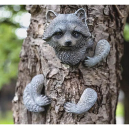 Marco Paul Tree Peaker Racoon Garden Ornament - Size: 30 x 20 x 10cm - Grey - Wilko - thumbnail 3