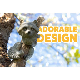 Marco Paul Tree Peaker Racoon Garden Ornament - Size: 30 x 20 x 10cm - Grey - Wilko - thumbnail 6