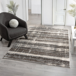 Desire Rugs Eleanor Grey Striped Embossed Rug 80 x 150cm - Size: 80 x 150 x 2cm - Wilko - thumbnail 3
