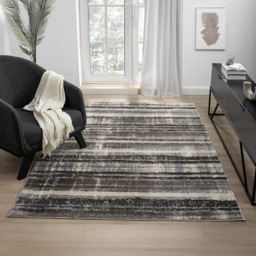 Desire Rugs Eleanor Grey Striped Embossed Rug 80 x 150cm - Size: 80 x 150 x 2cm - Wilko - thumbnail 6