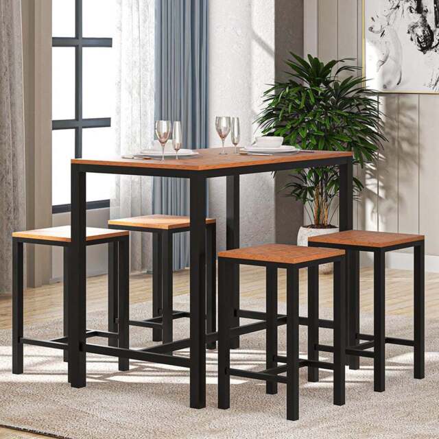 Camden 4 Seater Dining Set Brown and Black - Wilko - image 1