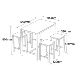 Camden 4 Seater Dining Set Brown and Black - Wilko - thumbnail 4