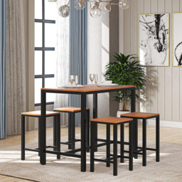 Camden 4 Seater Dining Set Brown and Black - Wilko - thumbnail 7