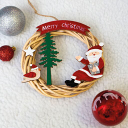 St Helens Santa Wicker Christmas Wreath Multicolour 15cm - Size: 3 x 15 x 15cm - Wilko - thumbnail 6