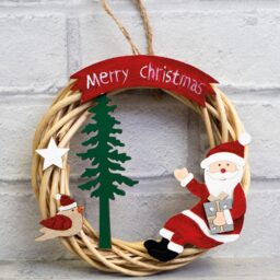 St Helens Santa Wicker Christmas Wreath Multicolour 15cm - Size: 3 x 15 x 15cm - Wilko - thumbnail 4