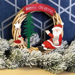 St Helens Santa Wicker Christmas Wreath Multicolour 15cm - Size: 3 x 15 x 15cm - Wilko - thumbnail 3