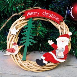 St Helens Santa Wicker Christmas Wreath Multicolour 15cm - Size: 3 x 15 x 15cm - Wilko - thumbnail 5