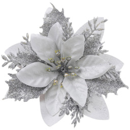 Living and Home Silver Flower Christmas Tree Ornament 24 Pack - Wilko - thumbnail 4