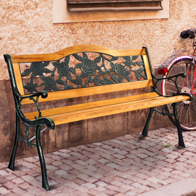 Costway 3 Seater Weatherproof Wooden Garden Bench - Cream - Wilko - image 1