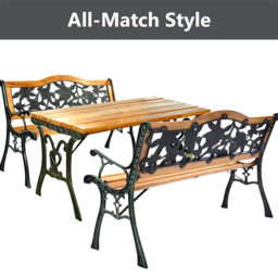 Costway 3 Seater Weatherproof Wooden Garden Bench - Cream - Wilko - thumbnail 6