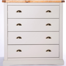 Loreo 4 Drawer Light Grey Chest of Drawers with Brass Cup Handles - Wilko - thumbnail 3
