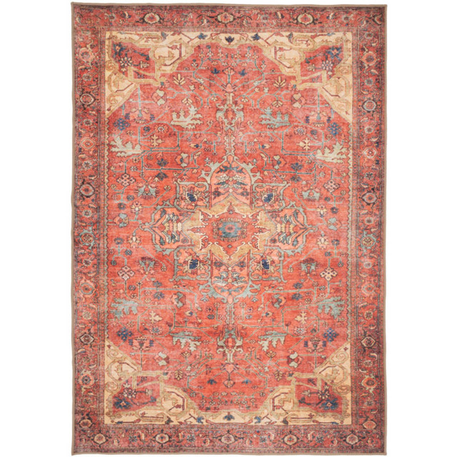 Kukoon Distressed Persian Inspired Gold Coral Washable Rug 200 x 290cm - Orange - Wilko - image 1