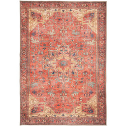 Kukoon Distressed Persian Inspired Gold Coral Washable Rug 200 x 290cm - Orange - Wilko - thumbnail 1