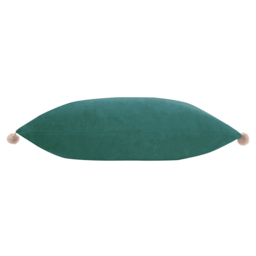 Paoletti Fiesta Duck Egg Natural Pom Pom Velvet Cushion - Size: 50 x 35 cm - Multi - Wilko - thumbnail 3