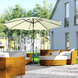 Outsunny Beige Crank and Tilt Parasol 3m - Size: 295 x 295 x 250cm - Cream - Wilko - thumbnail 3