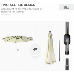 Outsunny Beige Crank and Tilt Parasol 3m - Size: 295 x 295 x 250cm - Cream - Wilko - thumbnail 7