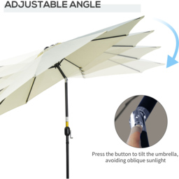 Outsunny Beige Crank and Tilt Parasol 3m - Size: 295 x 295 x 250cm - Cream - Wilko - thumbnail 5