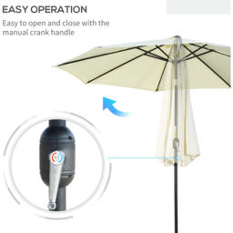 Outsunny Beige Crank and Tilt Parasol 3m - Size: 295 x 295 x 250cm - Cream - Wilko - thumbnail 6