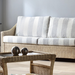 Desser Furniture Dijon 3 Seater Natural Rattan Athena Stripe Sofa - Cream - Wilko - thumbnail 4