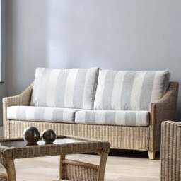 Desser Furniture Dijon 3 Seater Natural Rattan Athena Stripe Sofa - Cream - Wilko