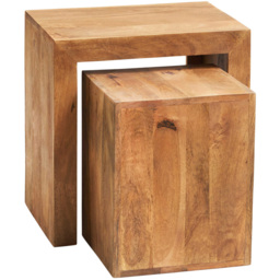 Brooklyn Napoli Toko Light Mango Cubed Nest of Tables Set of 2 - Brown - Wilko - thumbnail 3