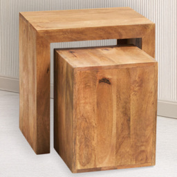 Brooklyn Napoli Toko Light Mango Cubed Nest of Tables Set of 2 - Brown - Wilko