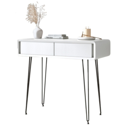 CARME Home Piper 2 Drawers White and Black Dressing Table - Size: 31 x 51.5 x 91cm - Wilko - thumbnail 3