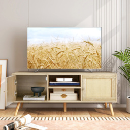 Costway 2 Door 2 Shelf Boho PE Rattan TV Stand - Size: 131 x 51 x 13cm - Multi - Wilko - thumbnail 5