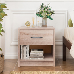 Costway Single Drawer Single Shelf Natural Nightstand - Wood - Wilko - thumbnail 5