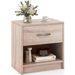 Costway Single Drawer Single Shelf Natural Nightstand - Wood - Wilko - thumbnail 3