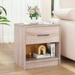 Costway Single Drawer Single Shelf Natural Nightstand - Wood - Wilko - thumbnail 4
