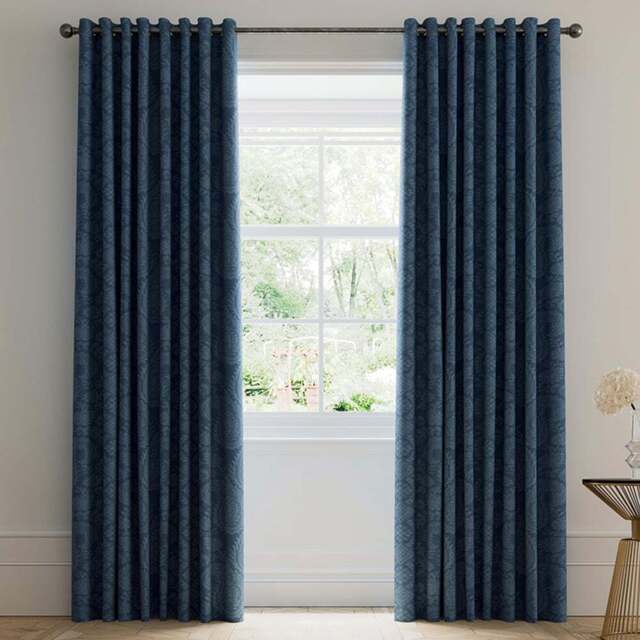 V&A Silk Road Paisley Blue Lined Blackout Pencil Pleat Curtains 168 x 229cm - Size: W 168 x D 228cm - Wilko - image 1