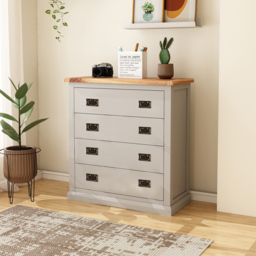 Loreo 4 Drawer Light Grey Chest of Drawers with Brass Drop Handles - Wilko - thumbnail 6